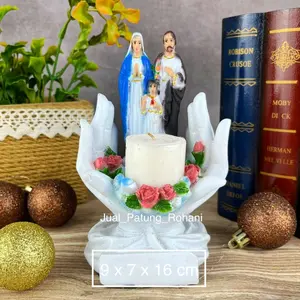 DiskonTempat Lilin Keluarga Kudus Tangan 16 cm - krem
