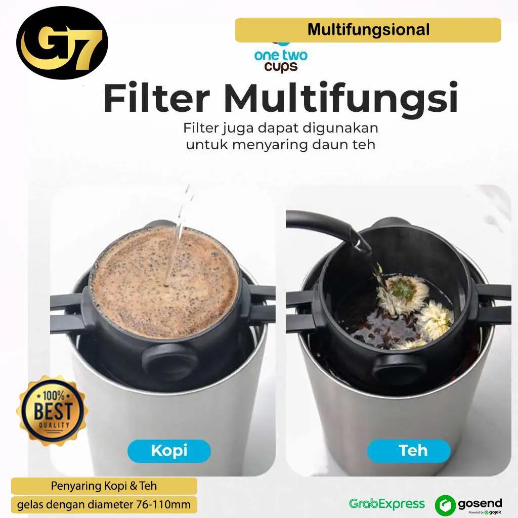 Saringan Kopi Stainless Halus Drip Filter Kopi v60 Coffee Filter Portable Model Lipat Dripper Cone Saring Air Teh Kopi Halus Filter Penyaring Cofee Drip One Two Cups Filter Pembuat Kopi Cafe Portable