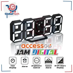 Jam 3D Digital Alarm Dinding Bisa Cek Suhu Temperatur ACCESSGO LED DIGITAL CLOCK Jam Meja Dinding Estetik PREMIUM - Globaltech