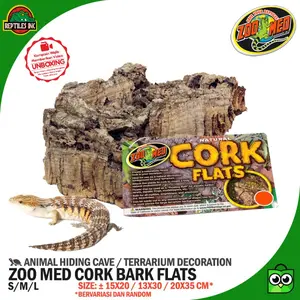 TERBAIK ZOOMED CORK BARK FLAT KAYU DEKORASI TERRARIUM KANDANG HEWAN REPTIL