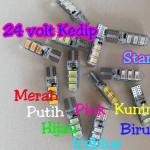 HARGA SEPASANG (2 pcs) Lampu Senja T10 6 Led 24 Volt NYALA KEDIP