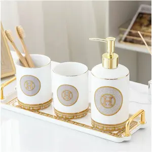 H Bathroom set / Tempat Sabun H Modern / STR / Soap Dispenser / Hadiah kado gold