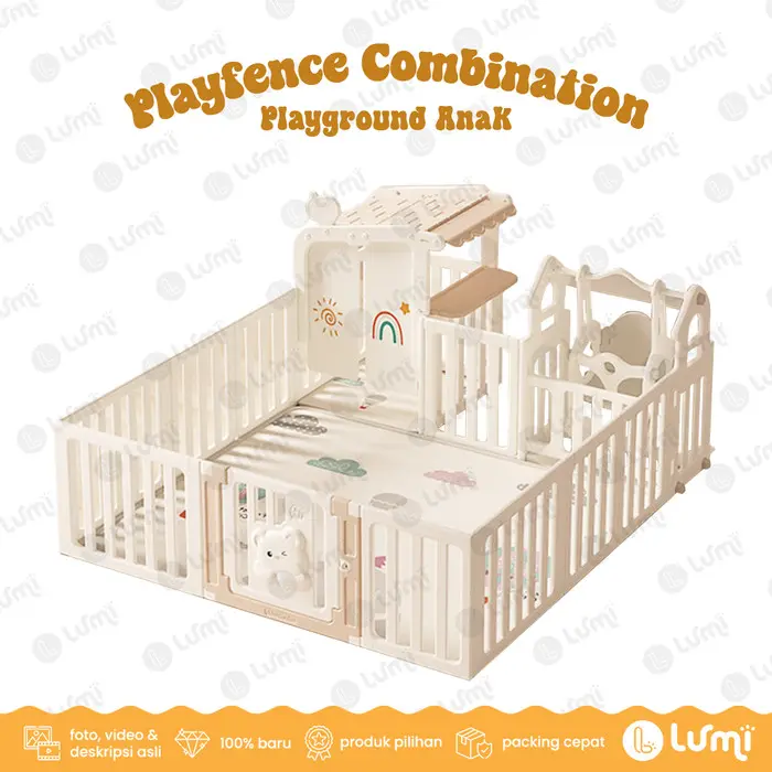 Lumi Playfence 2in1 Convertible Fence Anak Perosotan Ayunan Set