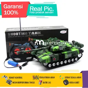 New Mainan Mobil Remot Kontrol RC Tank Shooting Fire Tiger