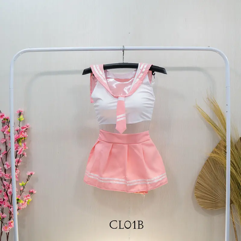 KOSTUM SEXY LINGERIE COSPLAY SERAGAM JAPANESSE SEXY STUDENT PINK CL01B 2