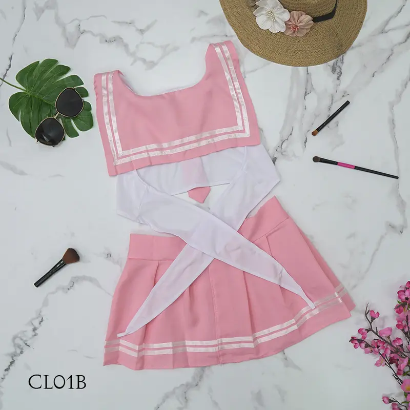 KOSTUM SEXY LINGERIE COSPLAY SERAGAM JAPANESSE SEXY STUDENT PINK CL01B 1