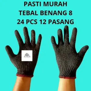 paket 24 pcs 12 pasang 1 lusin WORKING GLOVES 3B GRAY - SARUNG TANGAN KERJA INDUSTRI BENANG 8 ABU sarung tangan kerja berkebun safety rajut putih kerja safety proyek bintik kuning kain anti pisau kebun benang 8 bintik berkebun kerja safety benang 8