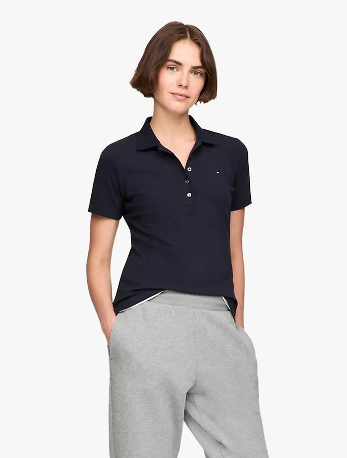 Gambar Tommy Hilfiger - Solid Stretch-Cotton Polo-NAVY - Navy, XS dari Tommy.Hilfiger Kab. Karawang Tokopedia
