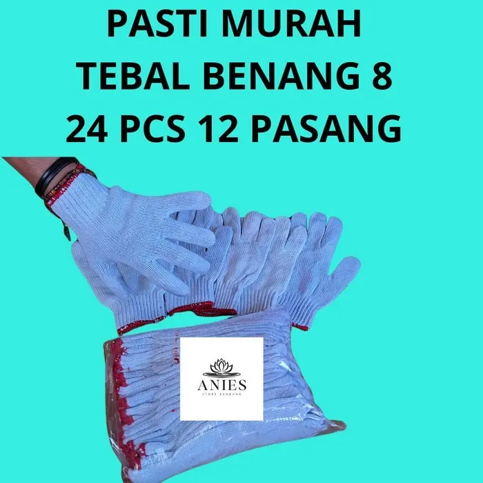 isi 24 pcs 12 pasang 1 lusin Sarung Tangan Kerja Polkadot Dotting Bintik Kuning BRabbit Alat Safety sarung tangan kerja berkebun safety rajut putih kerja safety proyek bintik kuning kain anti pisau kebun benang 8 bintik berkebun kerja safety benang 8