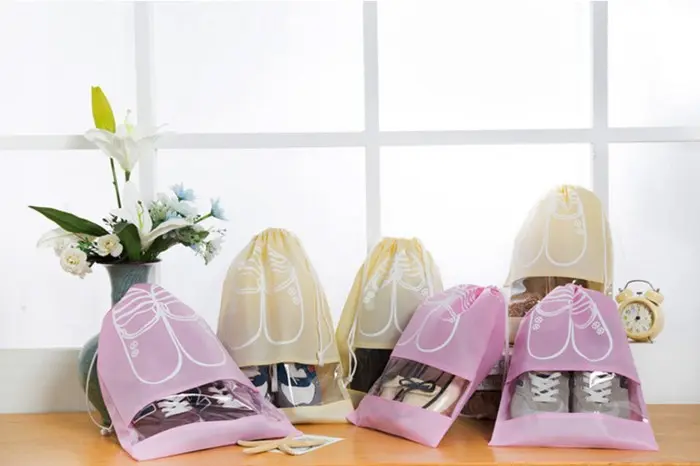 Korean Shoes Bag Serut Tas Penyimpanan Pelindung Sandal Sepatu Travel 1