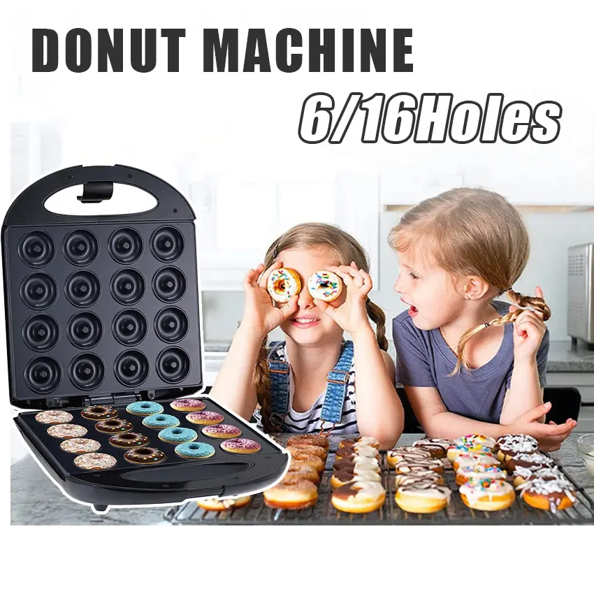16 Lubang Donut Maker Elektrik Alat Pembuat Donat Listrik Untuk Bakery Kids Cemilan Dessert Mesin Elektrik Donut Maker Multifungsi Mesin Kue Anti Lengke Listrik Dua Sisi Donat Elektrik