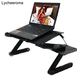 Meja Laptop / table portable aluminium + cooler Fan / meja Lipat kerja