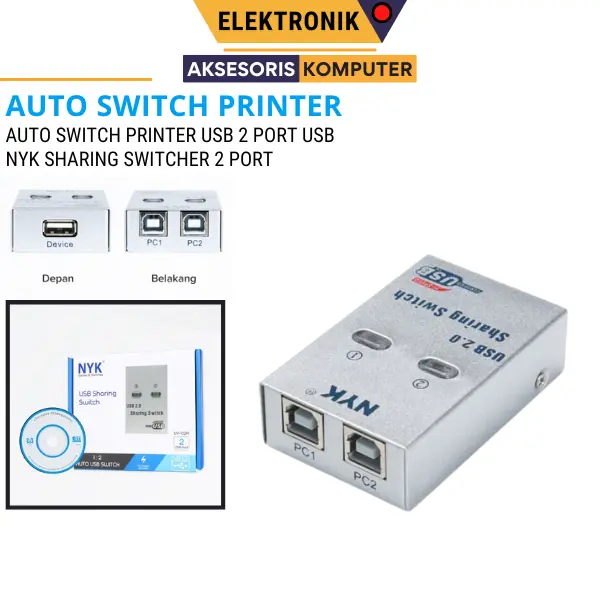 Auto Switch Printer USB 2-Port [USB 2.0 Sharing Switch 2-Port]