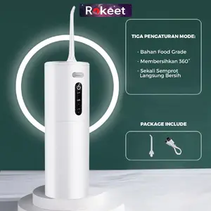 Rokeet Pembersih Karang Gigi Water Floss Electric Oral 280Ml Pembersih Gigi Penyesuaian Mode Pembilasan Tiga Kecepatan Rechargeabe