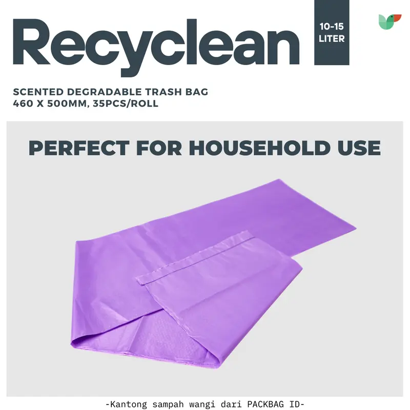 ISI 3 ROLL Plastik Sampah Wangi, PACKBAG ID Recyclean kapasitas 10L, 15L, Trash Bag Roll, Lavender, Lemongrass, Coffee 5