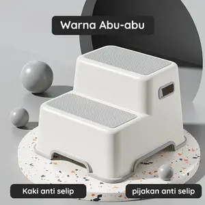 Promo Tangga Pijakan Anak Multifungsi Tangga Mini Double Layer Bangku Kamar Mandi HSB816 - Abu-abu Terlaris