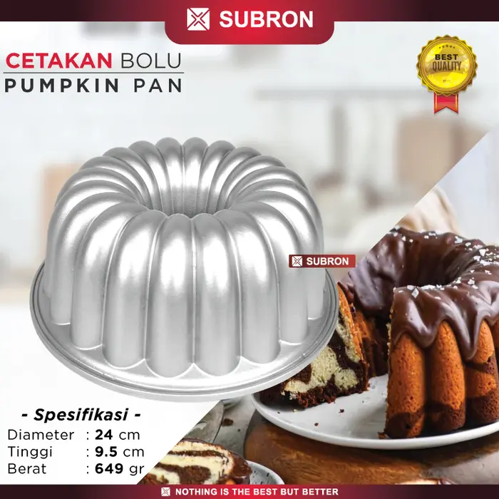 Gambar SUBRON  Loyang Cetakan Kue Basah Bolu Puding 24cm Premium Almunium - Pumpkin Pan dari SUBRON KITCHENWARE Kab. Bandung 5 Tokopedia