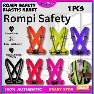 Rompi Safety Karet  Reflective Menyala Rompi Karet Sepeda dan Lari