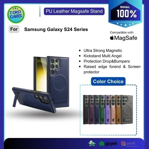 Gambar Case Samsung Galaxy S24 Ultra Toko Cares PU Leather Magsafe Stand Case - Black dari Primary Cares Official Kota Administrasi Jakarta Barat Tokopedia