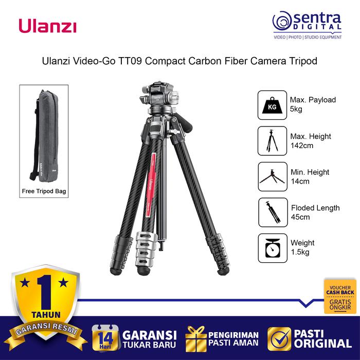 Gambar Ulanzi TT09 VideoGo Carbon Fiber Travel Video Tripod dari Sentra Digital Kota Surabaya Tokopedia