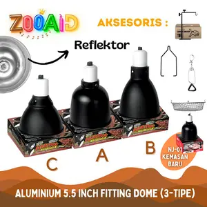 ALUMINIUM 5.5 INCH FITTING KERAMIK DOME LAMPU GANTUNGAN REPTIL REPTILE