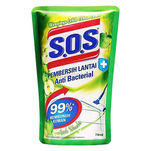 SOS FLOOR CLEANER APPLE POUCH 750 ML - PEMBERSIH LANTAI