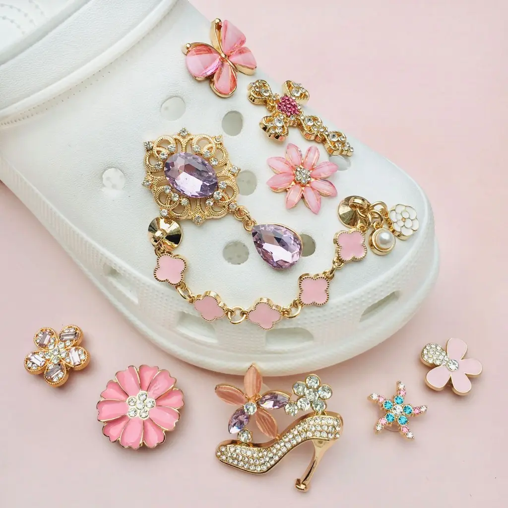 598 Pin Sandal Bros Serba Pink Hiasan Sendal Sepatu Lubang Baim Charms