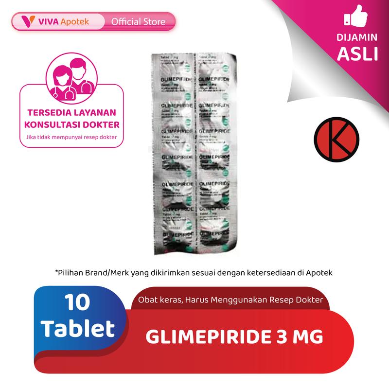 Glimepiride 3 mg / Anti Diabetes / Kadar Glukosa Darah (10 Tablet)