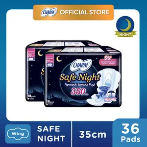Charm Pembalut Safe Night 35cm Wing 18 pads - 2 Pcs
