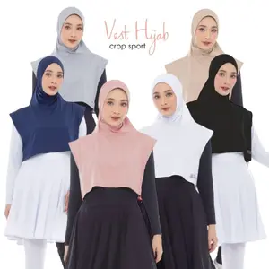 Hijab Rompi Instan Crop Olahraga Vest Wanita Terbaru Sport Kekinian Muslim Panjang