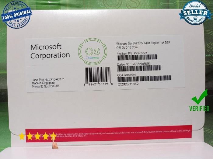 Jual window server 2022 standard 16 core included 5 cal full pack ...