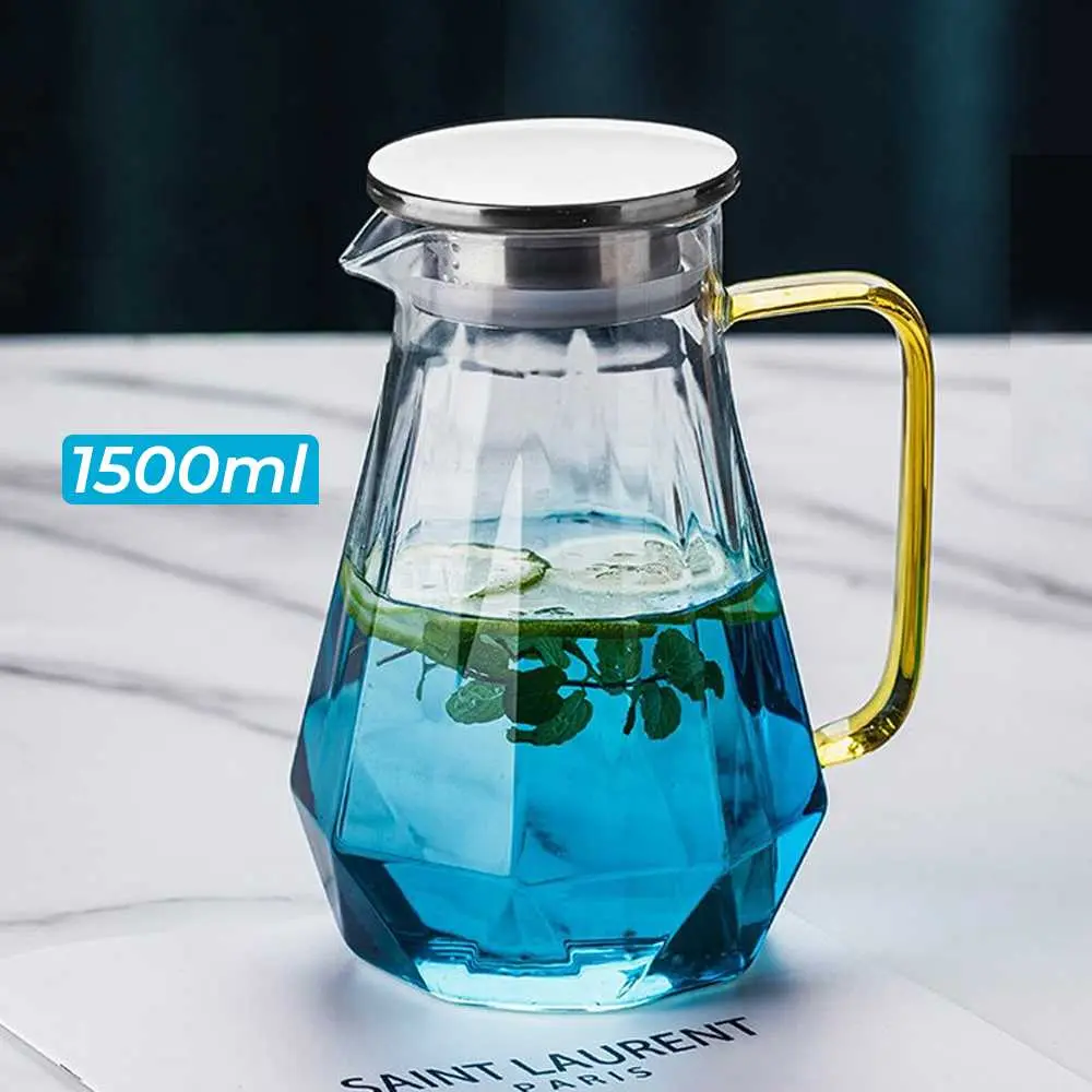 Teko Kaca Teh Pitcher Tahan Panas Api Borosilicate Glass 1.5L Peralatan Wadah