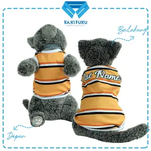 Baju Kucing Lucu Murah Motif Strip Kuning [BISA CUSTOM NAMA KUCINGMU]