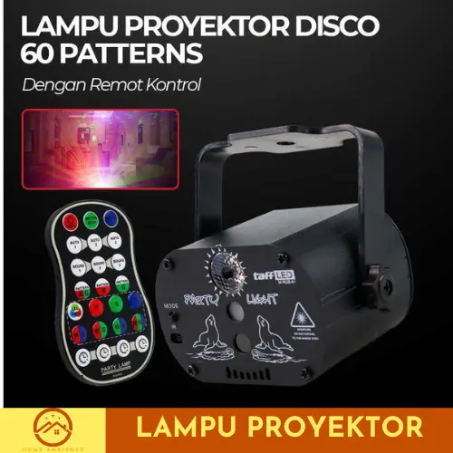 Lampu Proyektor Disco LED Party Light Daya USB dengan Remot 60 Mode
