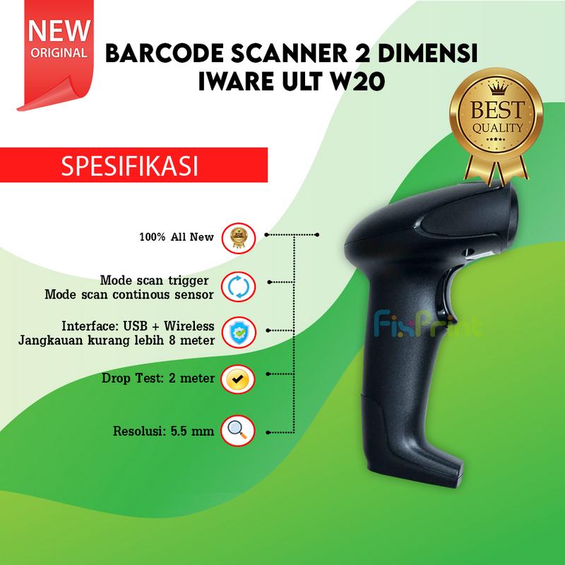 Scanner Barcode Laser Wireless 2D Iware ULT W20 Android - Shop | Tokopedia