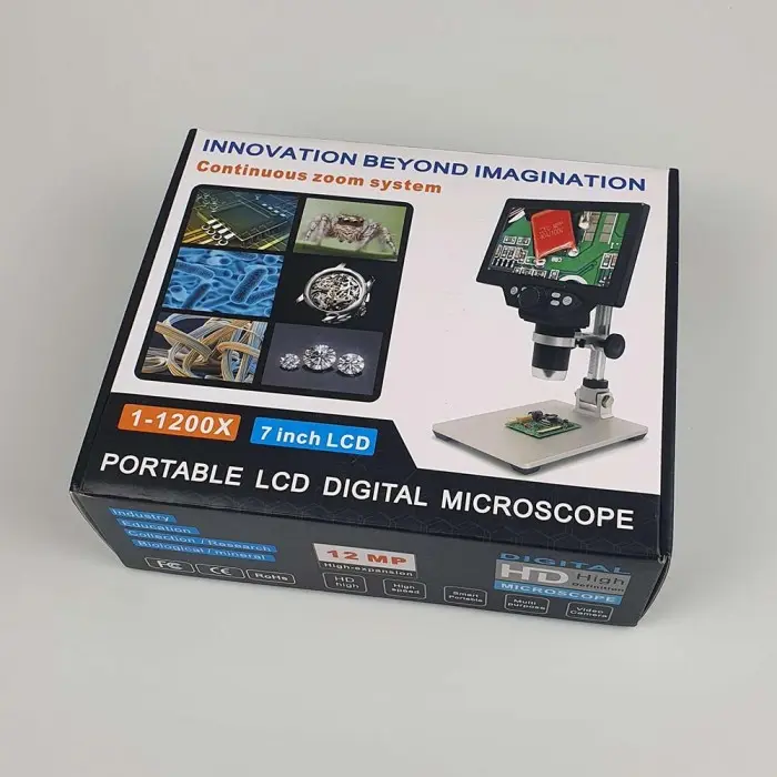 Mikroskop Digital 12MP 1200X Monitor 7Inch Stand Lampu G1200 Taffware 4