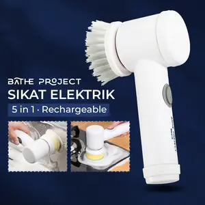 Sikat Elektrik Serbaguna Pemersih Kamar Mandi WC Toilet Dapur Magic Brush 5in1 Rechargeable