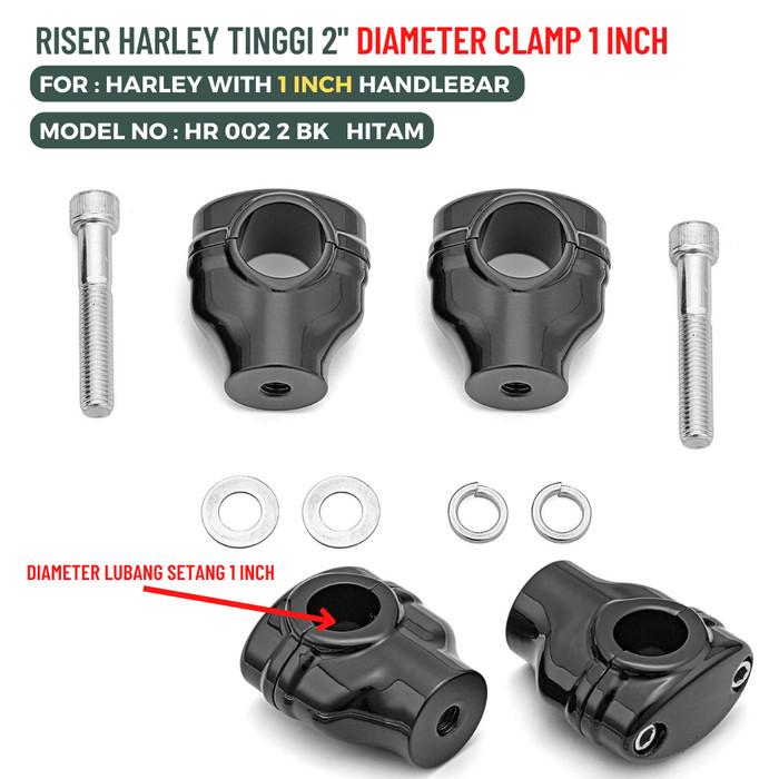 RISER STANG TINGGI 2 INCH DIAMETER CLAMP 1 INCH ALL HARLEY HR 002 2 BK ...