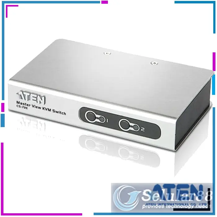 ATEN CS72ECZ Desktop KVM Switch 2Port PS/2 Computer + Cables Included