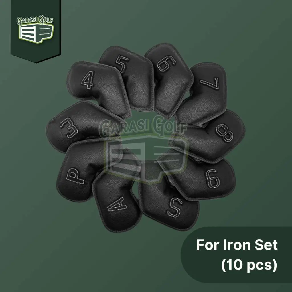 Script Black Iron Set Head Cover Golf - Sarung Penutup Stick Club