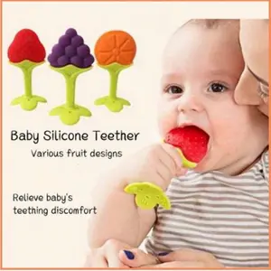 FU Teether Gigitan Bentuk Buah Teether Bahan Silikon Gigitan Bayi BPA