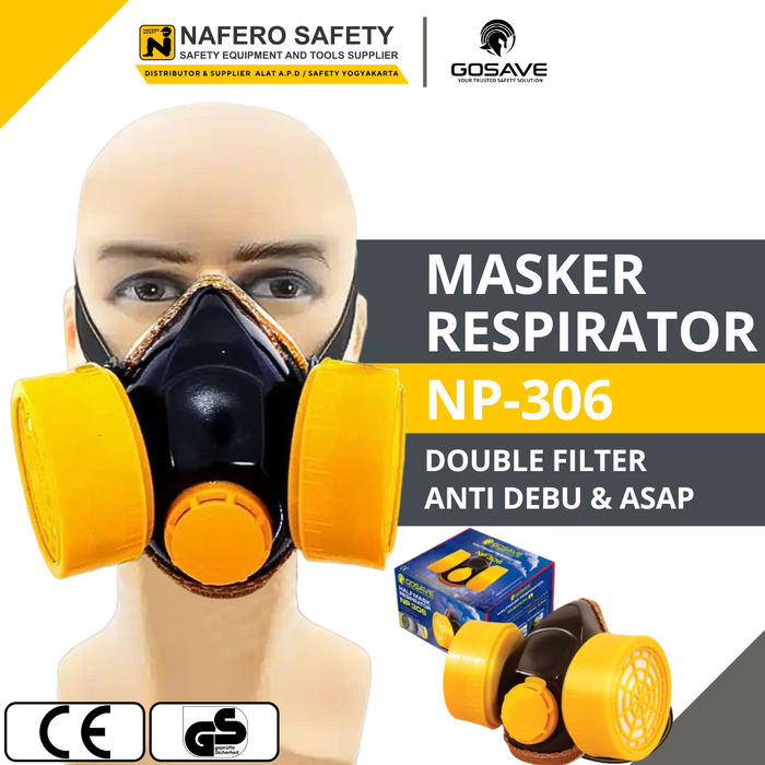 Masker Anti Api Jual Masker Respirator Anti Debu Gas beracun Asap NP 306 Double Filter ...
