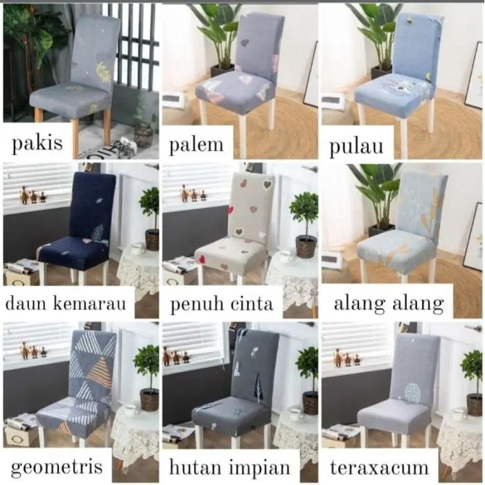 Cover Sarung Kursi Bangku Meja Makan Ruang Tamu Elastis Strech Import 1