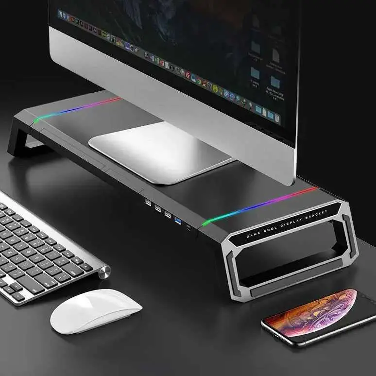 Meja Laptop Monitor Stand RGB Obsidian with 4 USB 3.0 2.0 - T1