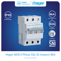 Gambar MCB Hager 32 Ampere 3a 3 Phase 3P 3 Pole 6kA MU332A dari Hager Indonesia Kota Administrasi Jakarta Barat 1 Tokopedia