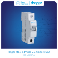 Gambar MCB Hager 1 Phase 25 Ampere  1P 1  Pole 25a 6kA MU125A dari Hager Indonesia Kota Administrasi Jakarta Barat 3 Tokopedia