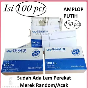 Amplop Putih + Lem Perekat 100pcs