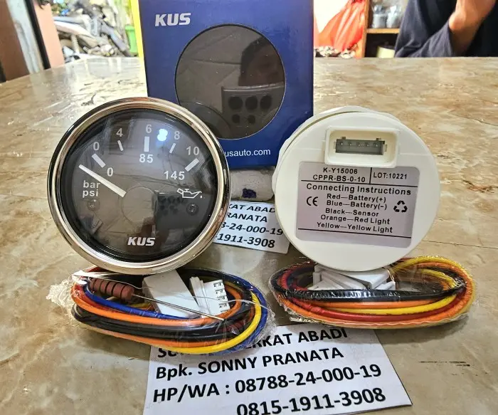 KUS K-Y15006 INDICATOR OIL PRESSURE GAUGE KY15006 INDIKATOR METERAN OLI 0-10BAR 52MM 12/24V  KY 15006 KY-15006 - GENUINE 0