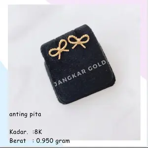 ANTING EMAS PITA CANTIK 8K 0.950GR RIBBON MOTIF JEPIT RAMBUT