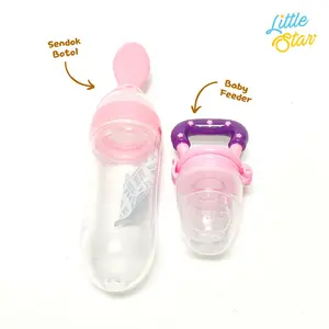 LS Paket Perlengkapan Makan Mpasi Bayi 2in1 Sendok Botol Baby Feeder